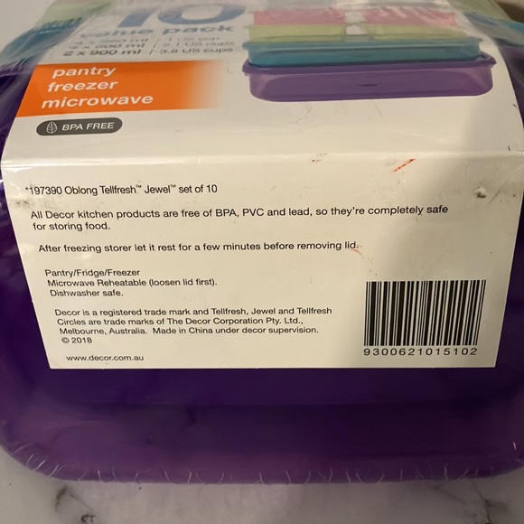 Decor Tellfresh Jewel 10 Food Containers BPA Free Multicolor Snack Storage - Picture 2 of 2